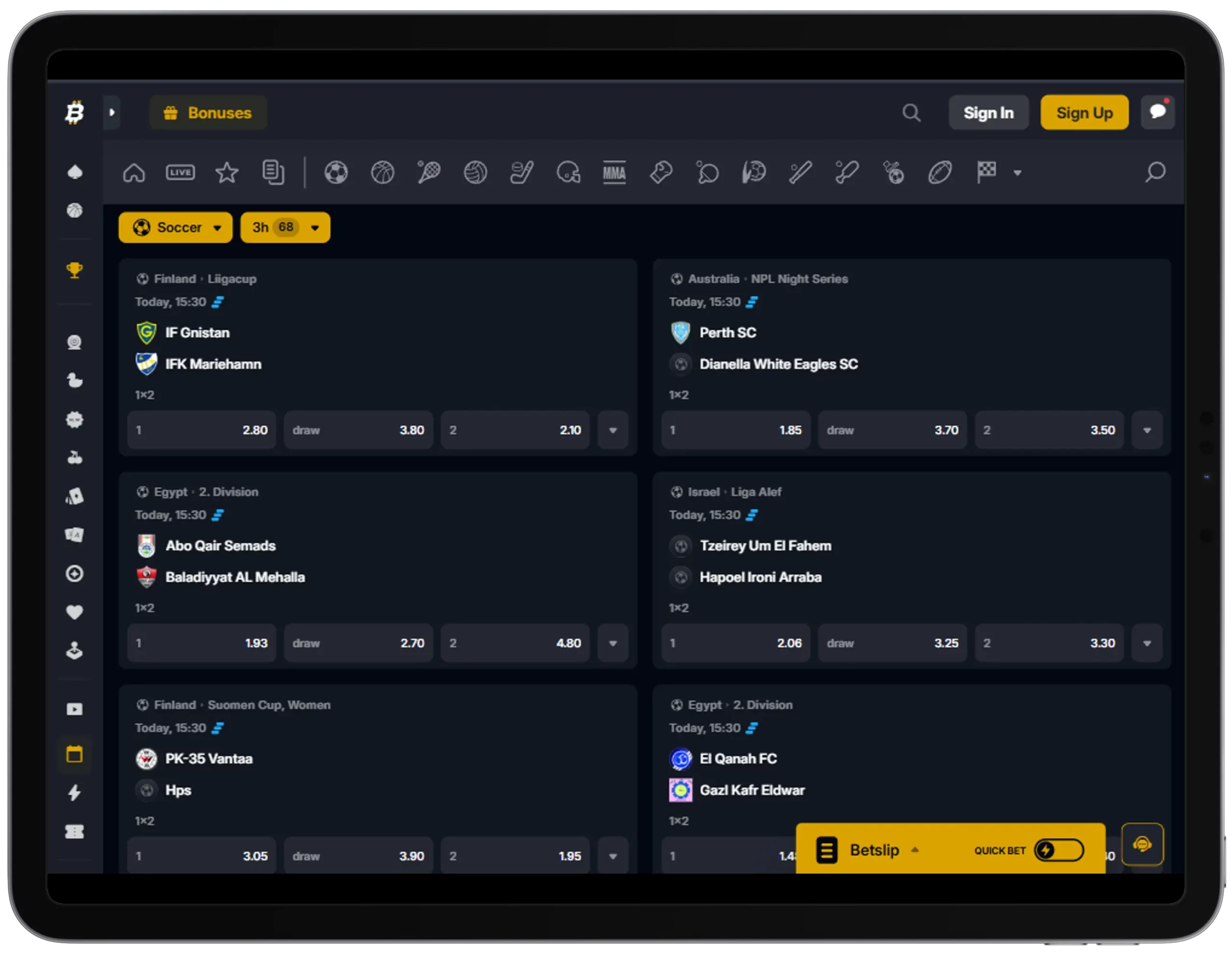 Bitfortune live casino tables
